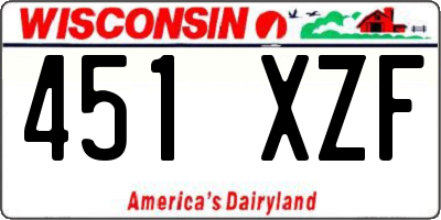WI license plate 451XZF