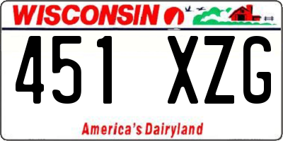 WI license plate 451XZG