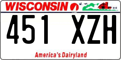 WI license plate 451XZH