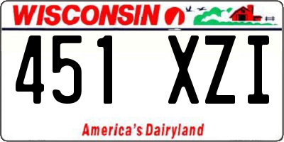 WI license plate 451XZI