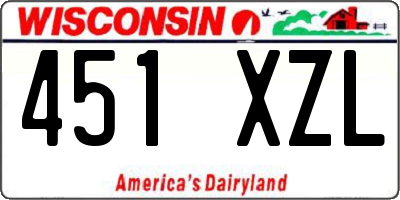 WI license plate 451XZL