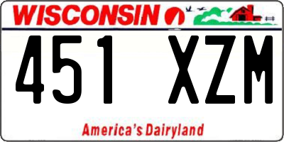 WI license plate 451XZM