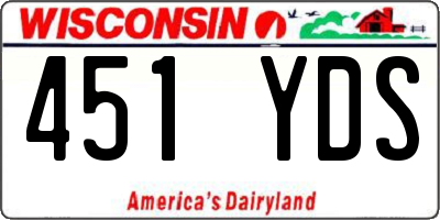 WI license plate 451YDS