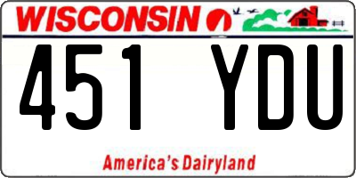 WI license plate 451YDU