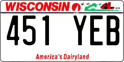 WI license plate 451YEB