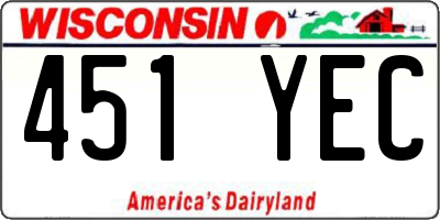 WI license plate 451YEC