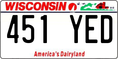 WI license plate 451YED