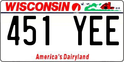 WI license plate 451YEE