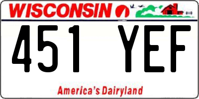 WI license plate 451YEF