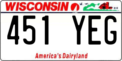 WI license plate 451YEG