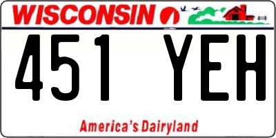 WI license plate 451YEH