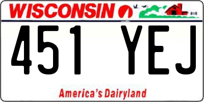 WI license plate 451YEJ