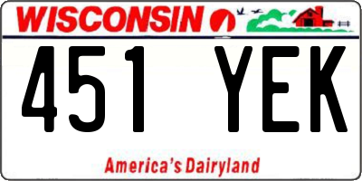WI license plate 451YEK