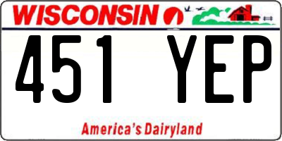 WI license plate 451YEP