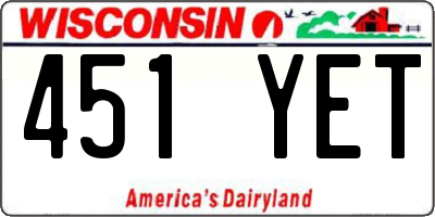 WI license plate 451YET