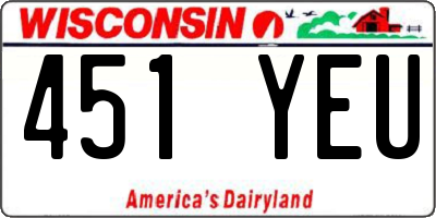 WI license plate 451YEU