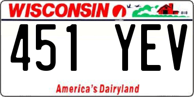 WI license plate 451YEV