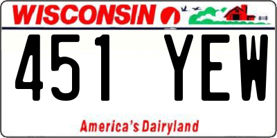 WI license plate 451YEW