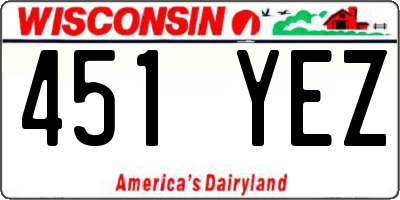 WI license plate 451YEZ