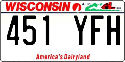 WI license plate 451YFH