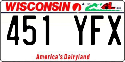 WI license plate 451YFX