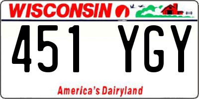WI license plate 451YGY
