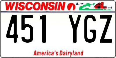WI license plate 451YGZ