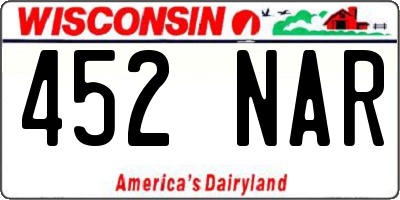WI license plate 452NAR