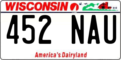 WI license plate 452NAU