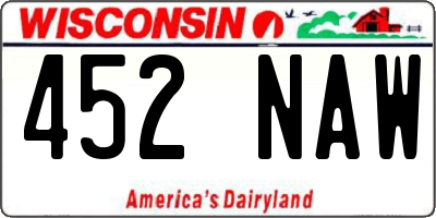 WI license plate 452NAW
