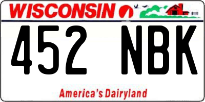 WI license plate 452NBK
