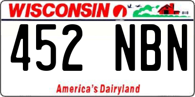 WI license plate 452NBN