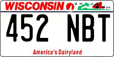 WI license plate 452NBT
