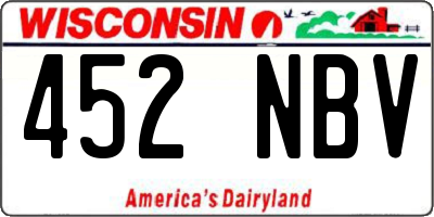WI license plate 452NBV