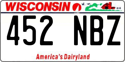 WI license plate 452NBZ