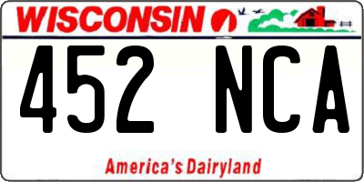 WI license plate 452NCA