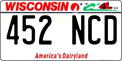 WI license plate 452NCD