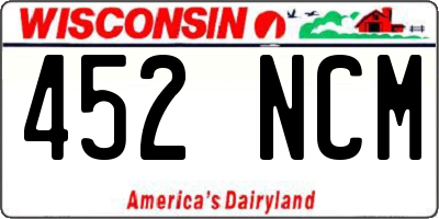 WI license plate 452NCM