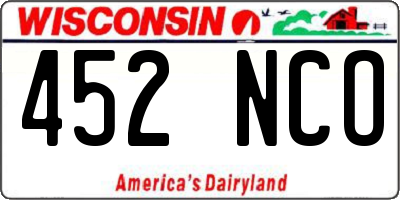 WI license plate 452NCO