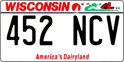 WI license plate 452NCV
