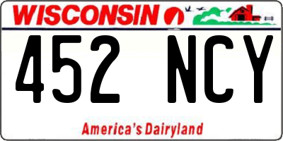 WI license plate 452NCY