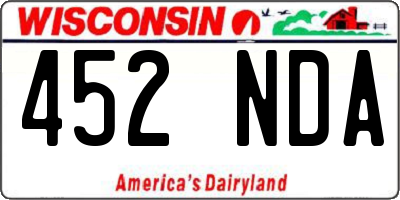 WI license plate 452NDA