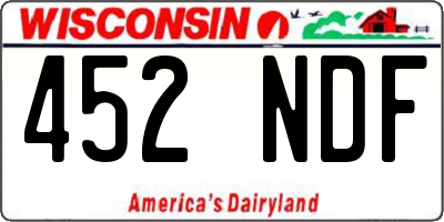 WI license plate 452NDF
