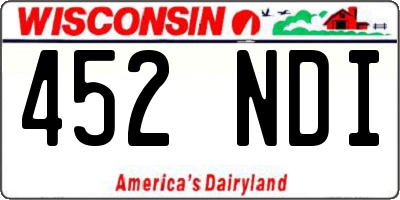 WI license plate 452NDI