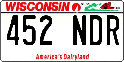 WI license plate 452NDR