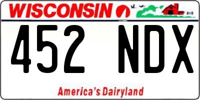 WI license plate 452NDX