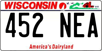 WI license plate 452NEA