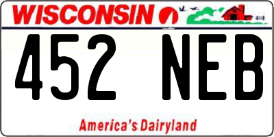 WI license plate 452NEB