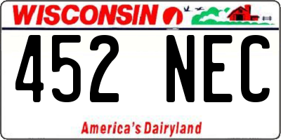 WI license plate 452NEC