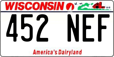 WI license plate 452NEF